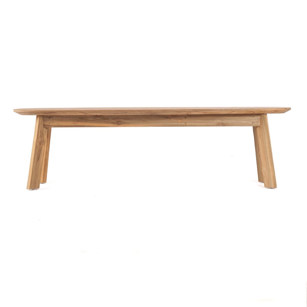 Outdoor-Sitzbank aus recyceltem Teakholz natur mit runder Form | VIA X SELECTION