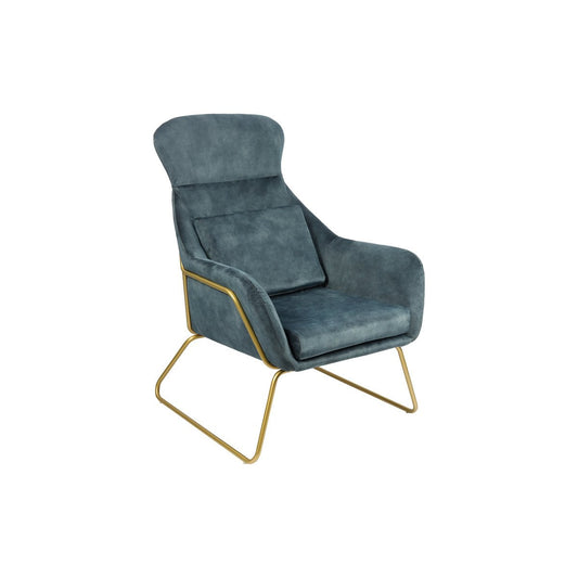 Relaxsessel aus Velours blau mit goldfarbenem Gestell | VIA X SELECTION