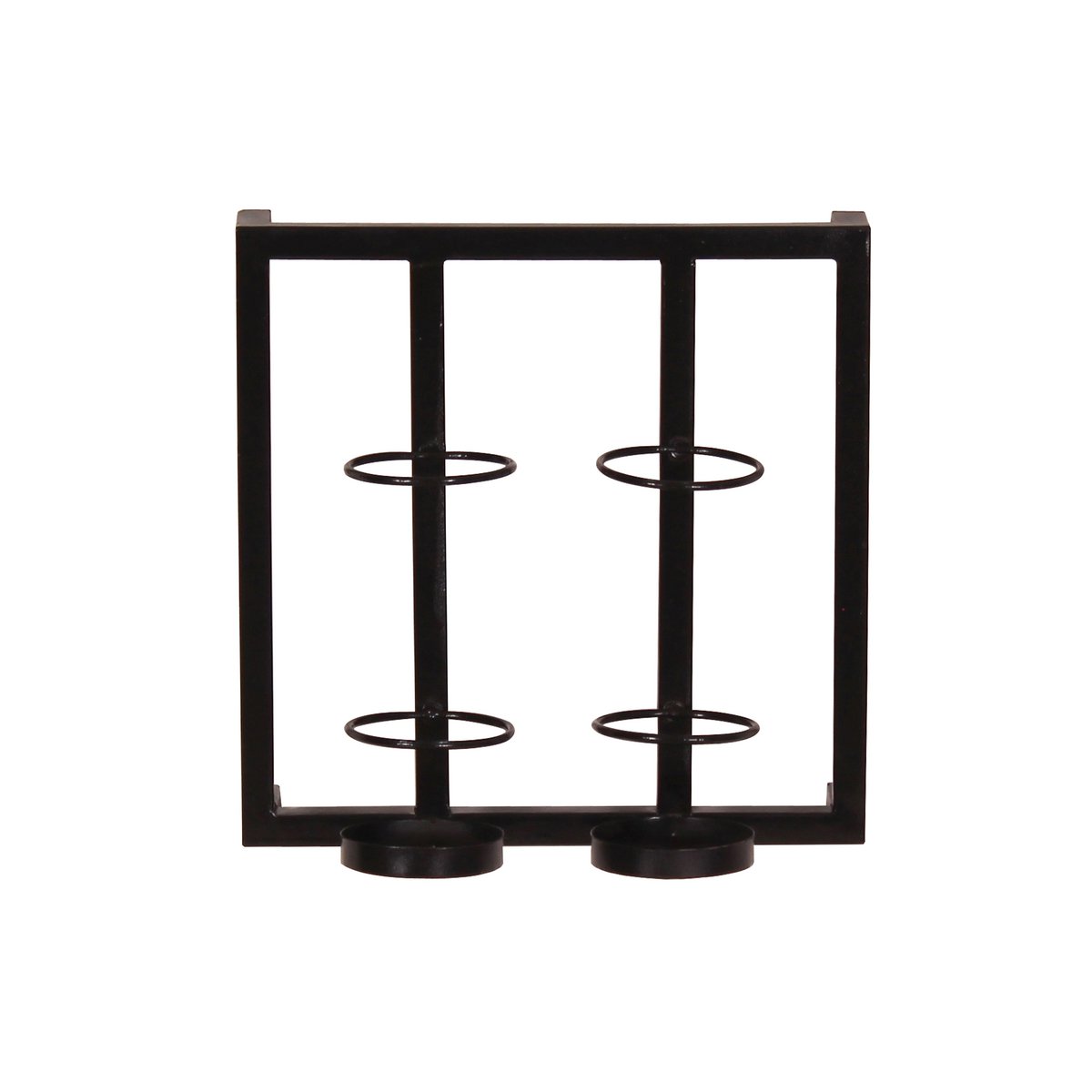 Wand-Weinregal aus schwarzem Metall für 2 Flaschen, 15 × 35 × 35 cm | VIA X SELECTION
