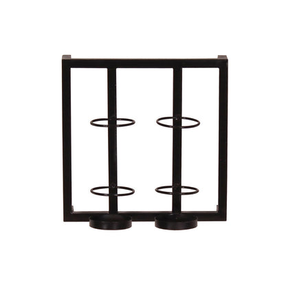 Wand-Weinregal aus schwarzem Metall für 2 Flaschen, 15 × 35 × 35 cm | VIA X SELECTION