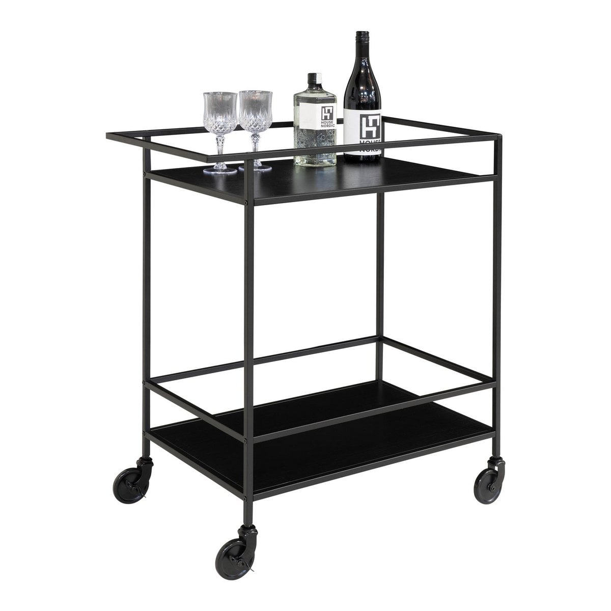 Barwagen in Schwarz, 68 × 40 × 79 cm | VIA X SELECTION
