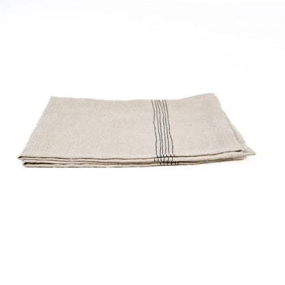 Leinenserviette in Natur und Schwarz, 45 × 45 cm | VIA X SELECTION