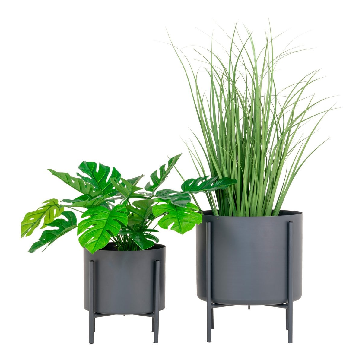 Blumentopf-Set aus Stahl grau 2-teilig | VIA X SELECTION