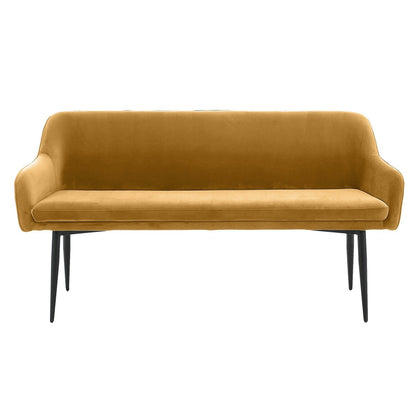 Sitzbank aus Samt senfgelb 160 cm mit Rautensteppung | VIA X SELECTION