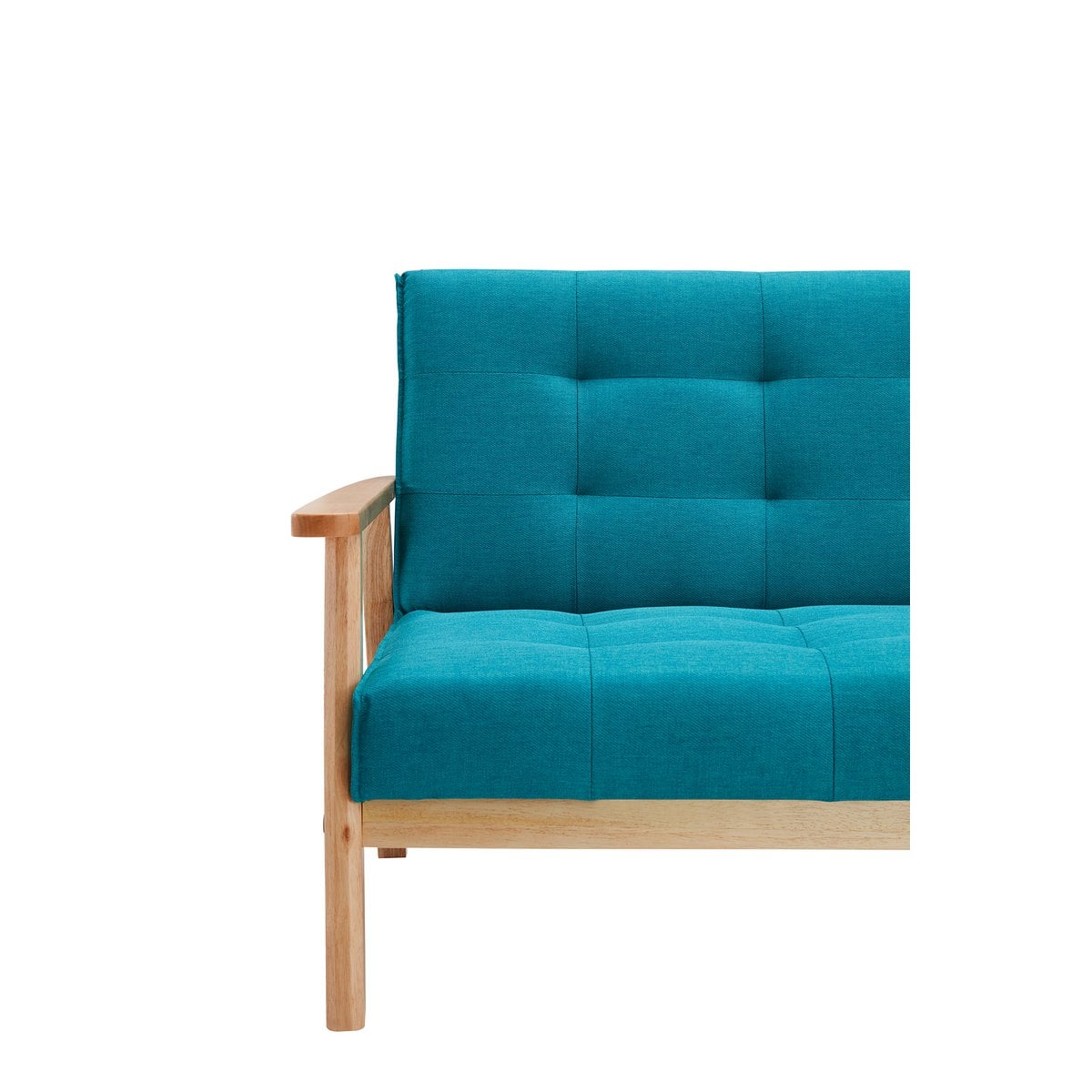 Schlafsofa in petrolfarbenem Strukturstoff mit Holzgestell | VIA X SELECTION