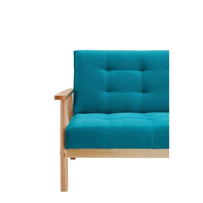 Schlafsofa in petrolfarbenem Strukturstoff mit Holzgestell | VIA X SELECTION
