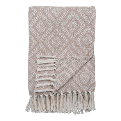 Plaid aus recycelter Baumwolle in Elfenbein und Beige, 130 × 160 cm | VIA X SELECTION
