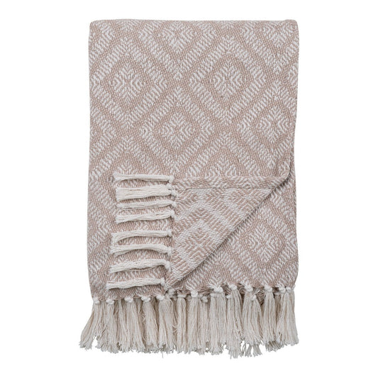 Plaid aus recycelter Baumwolle in Elfenbein und Beige, 130 × 160 cm | VIA X SELECTION