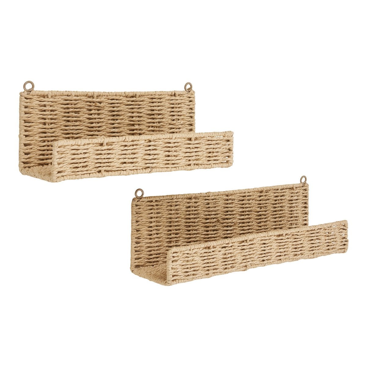 Wandregal 2er-Set aus Papier und Rattan natur 32/40 × 10 × 10,5 cm | VIA X SELECTION