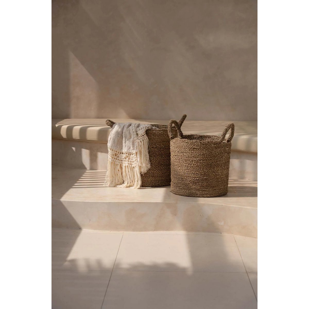 Korb aus Seegras natur, 37 × 37 × 47 cm | VIA X SELECTION