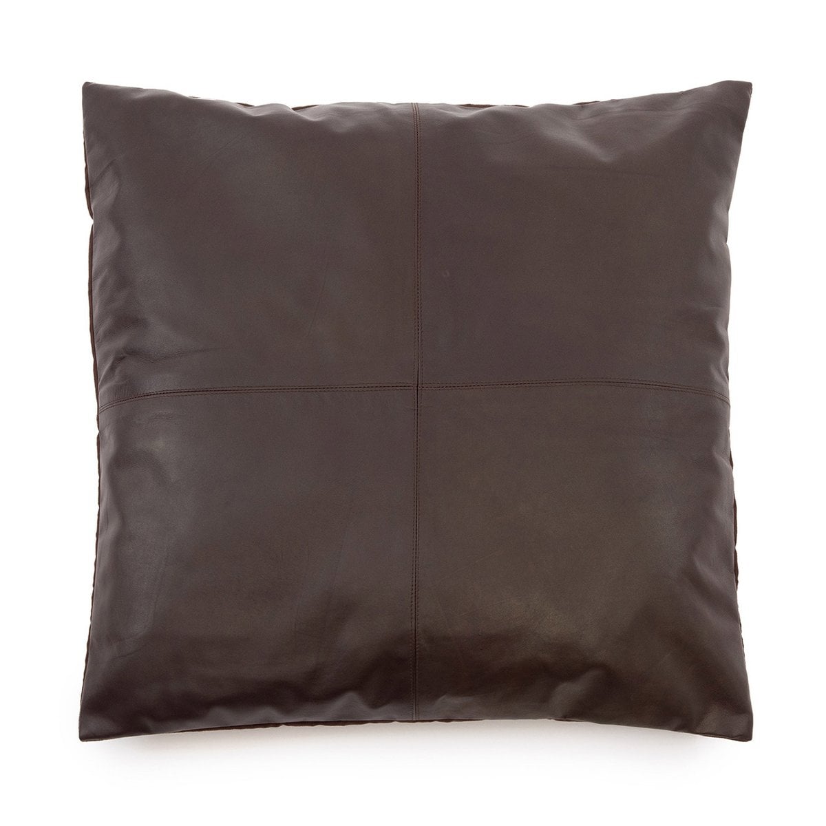Kissenbezug aus Leder in Schokobraun, 60 × 60 cm | VIA X SELECTION