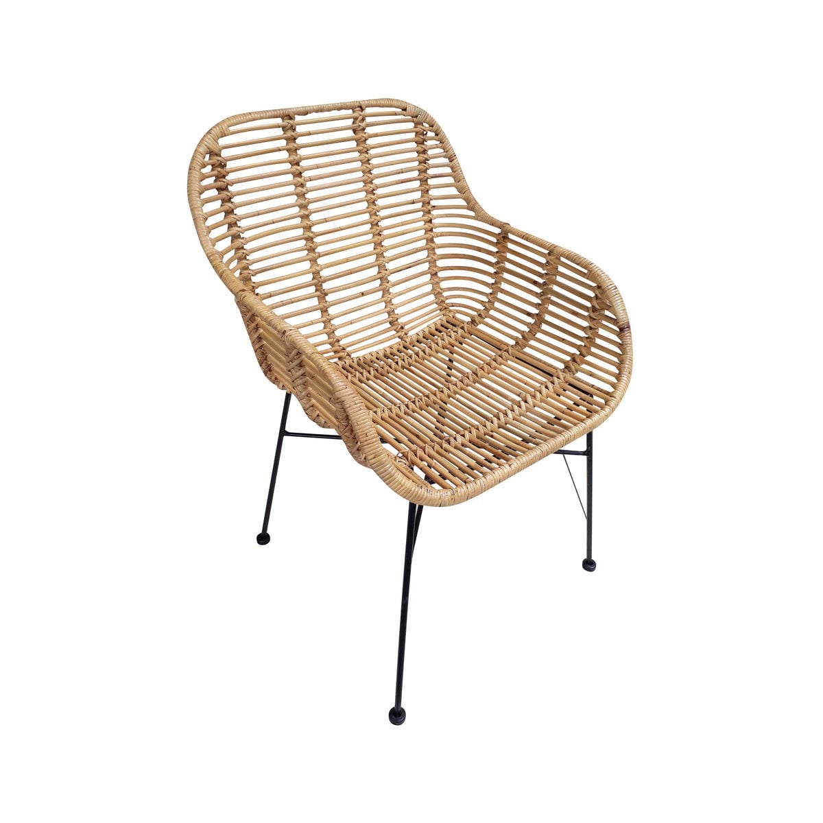 Armlehnstuhl aus Rattan mit schwarzem Metallgestell im 2er-Set | VIA X SELECTION