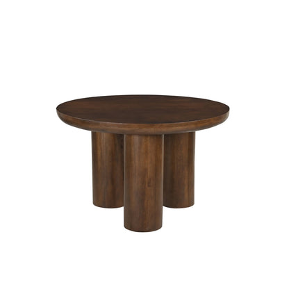 Runder Esstisch Mangoholz drei Zylinderfüße 120 cm | VIA X SELECTION
