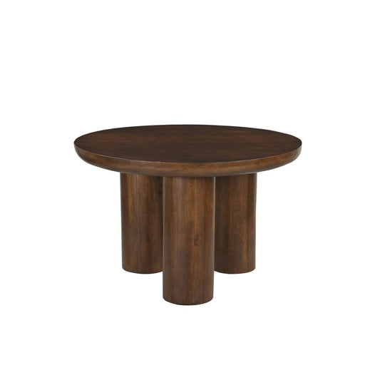 Runder Esstisch Mangoholz drei Zylinderfüße 120 cm | VIA X SELECTION