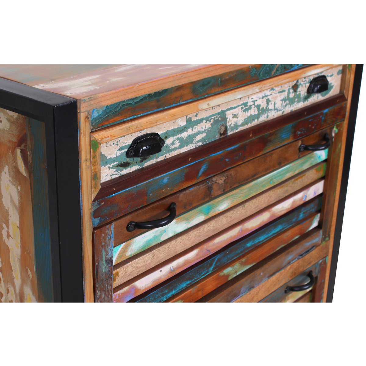 Schuhschrank aus Altholz bunt mit 2 Klappen, 35 × 85 × 96 cm | VIA X SELECTION