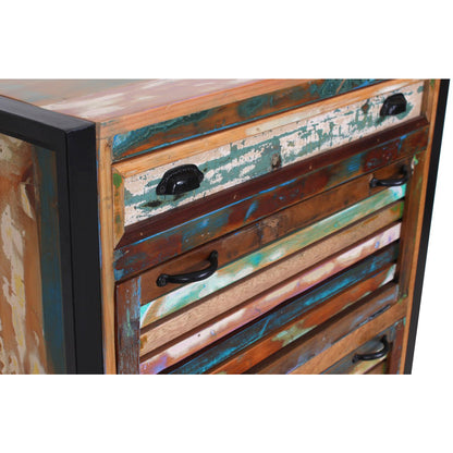 Schuhschrank aus Altholz bunt mit 2 Klappen, 35 × 85 × 96 cm | VIA X SELECTION