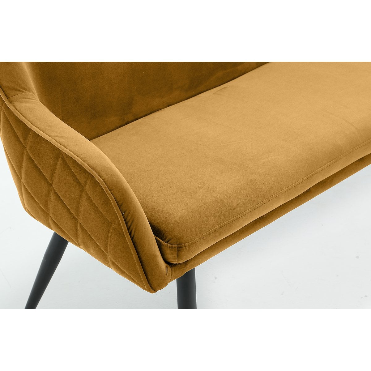Sitzbank aus Samt senfgelb 160 cm mit Rautensteppung | VIA X SELECTION