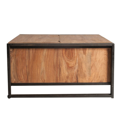 Couchtisch-Truhe aus Holz und Metall mit fünf Schubladen, 90 × 90 × 47 cm | VIA X SELECTION