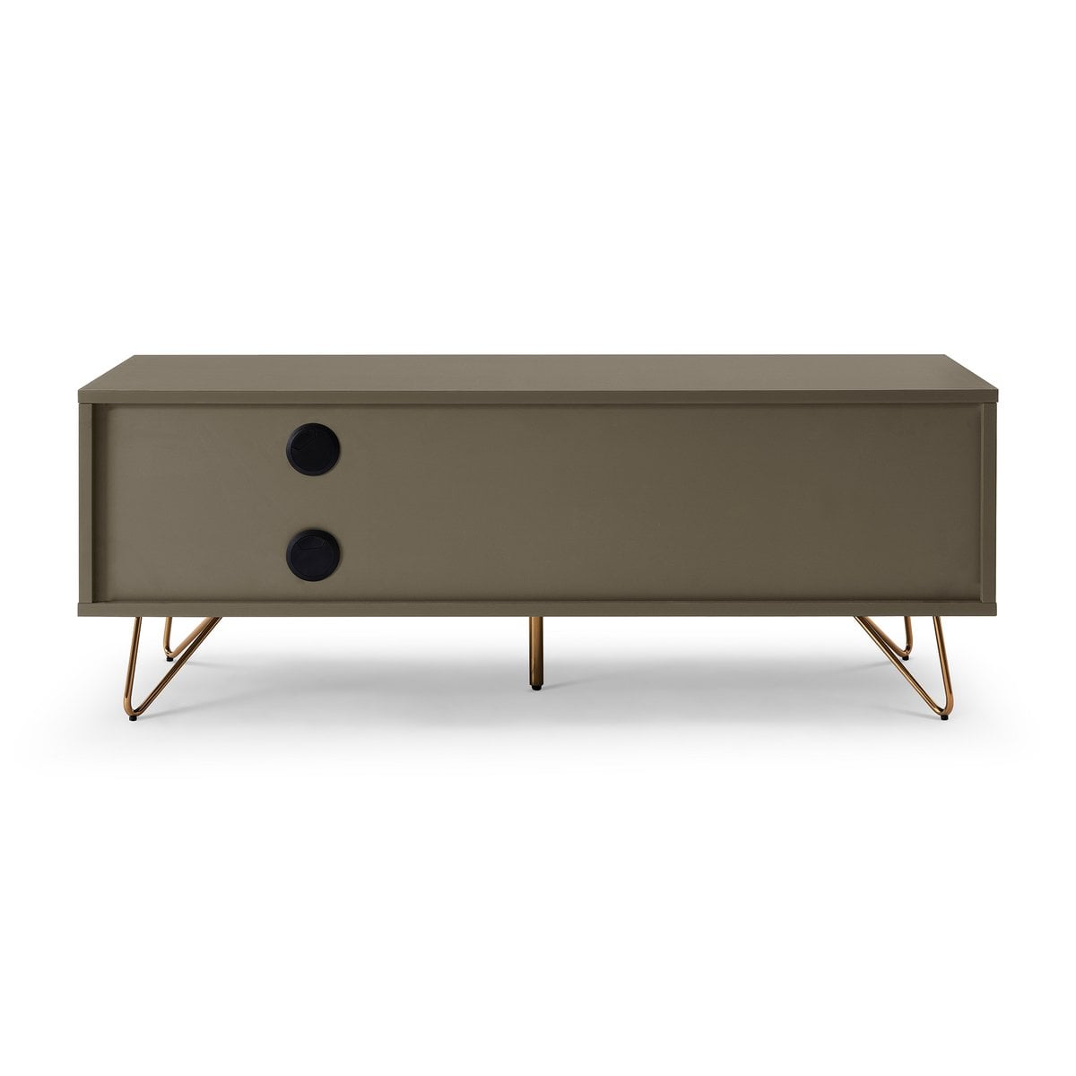 TV-Lowboard in Grau mit goldfarbenen Metallbeinen, 120 × 40 × 45 cm | VIA X SELECTION