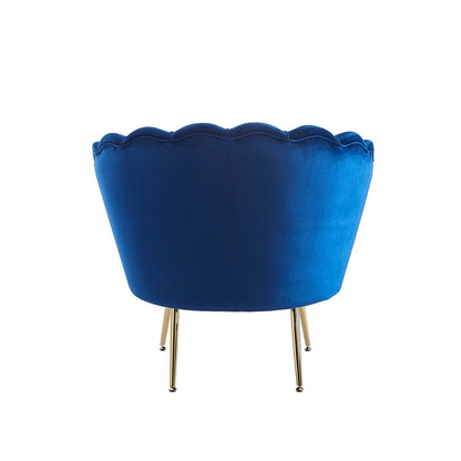 Muschelsessel aus Samt dunkelblau mit goldfarbenem Gestell | VIA X SELECTION