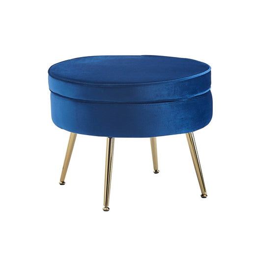 Runder Samt-Pouf Dunkelblau | VIA X SELECTION
