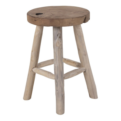 Hocker aus recyceltem Teakholz natur mit runder Form | VIA X SELECTION