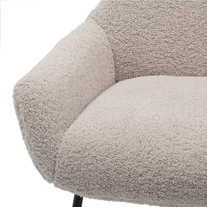 Sessel mit Hocker in Teddyfell-Optik in Taupe | VIA X SELECTION
