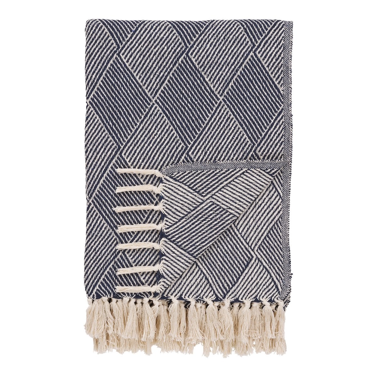Plaid aus Baumwollmix in Blau, 130 × 180 cm | VIA X SELECTION