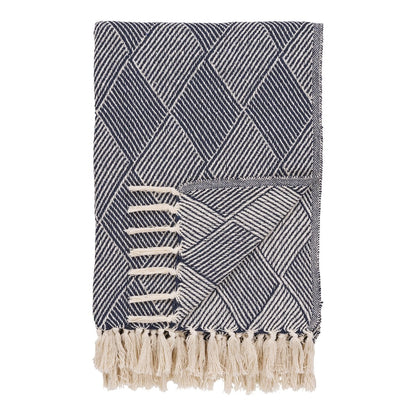 Plaid aus Baumwollmix in Blau, 130 × 180 cm | VIA X SELECTION