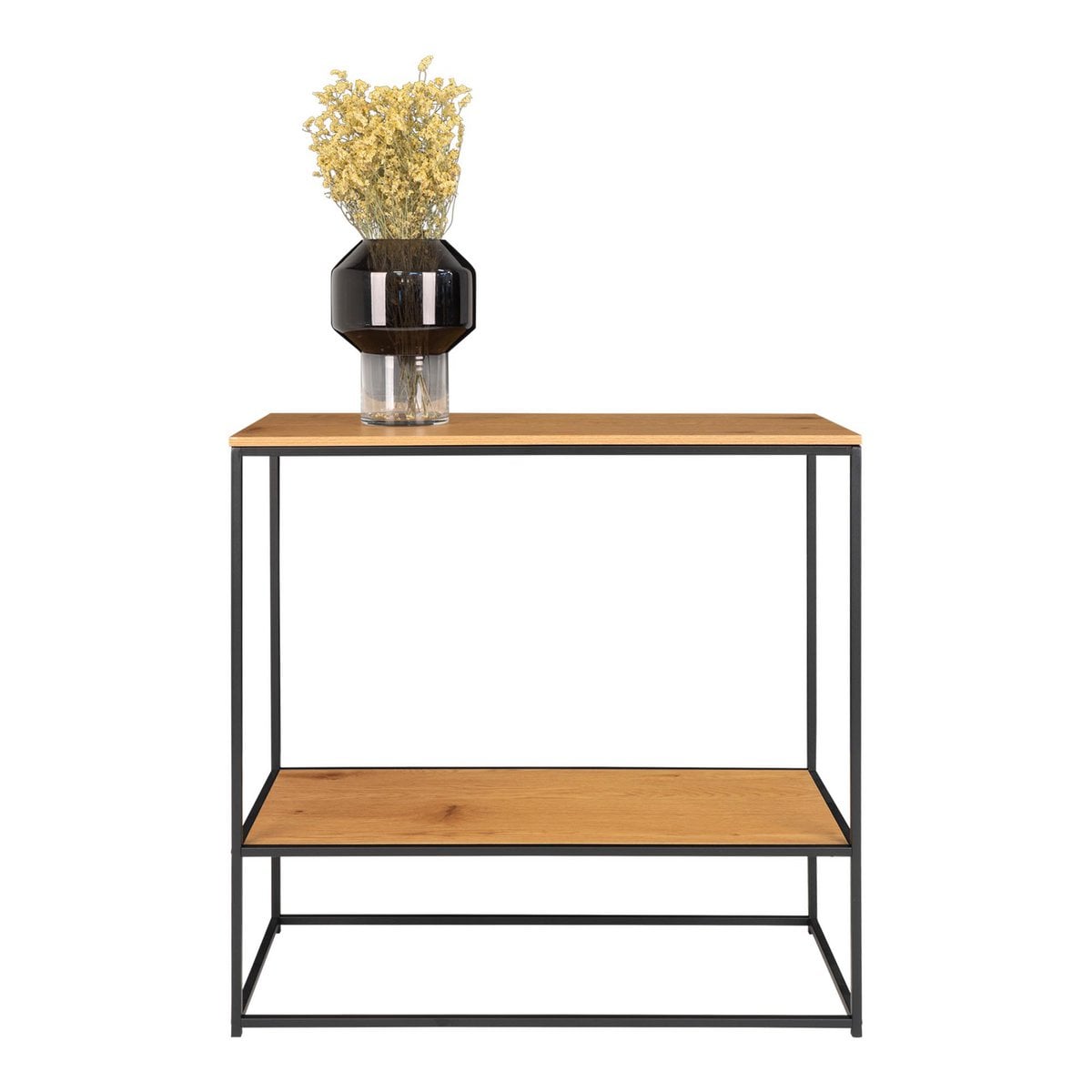 Konsolentisch Eichenoptik schwarz mit 2 Ablagen, 80 × 36 × 80 cm | VIA X SELECTION