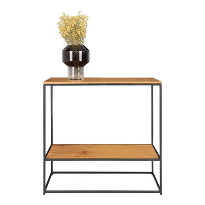Konsolentisch Eichenoptik schwarz mit 2 Ablagen, 80 × 36 × 80 cm | VIA X SELECTION