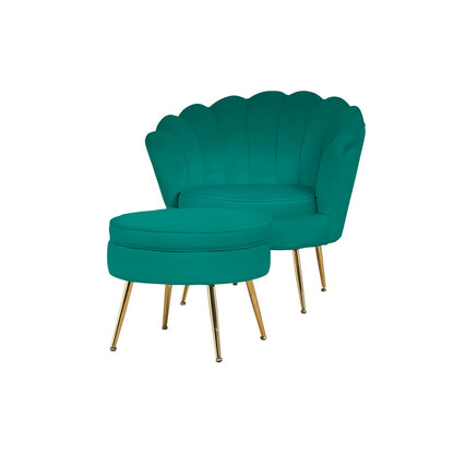 Runder Samt-Pouf Grün | VIA X SELECTION