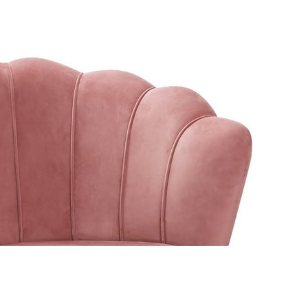 Muschelsofa aus roséfarbenem Samt mit goldfarbenem Metallgestell | VIA X SELECTION