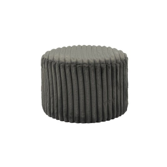 Sitzhocker aus Plüsch-Cord grau mit runder Form | VIA X SELECTION