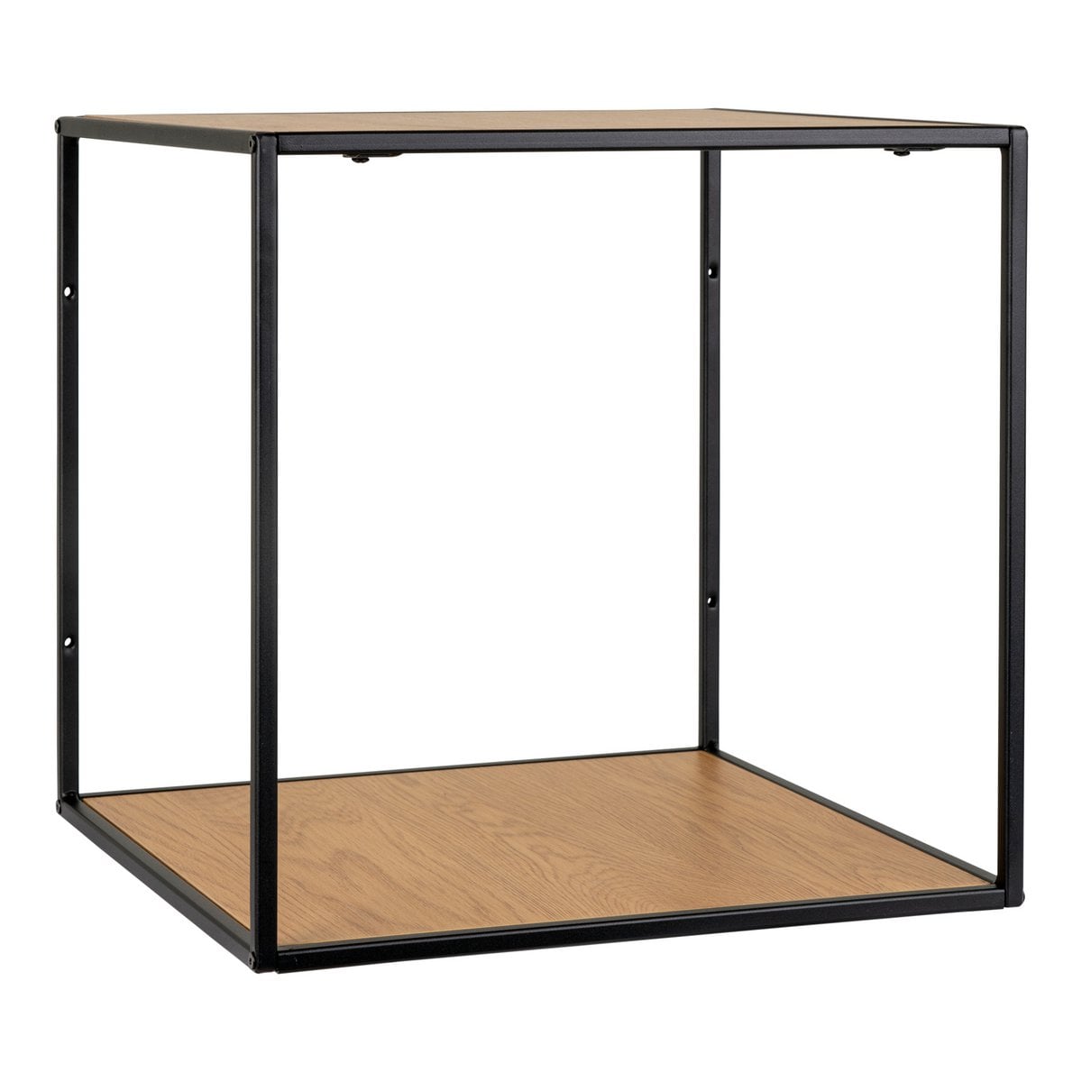 Würfelförmiges Wandregal eichenfarben-schwarz, 36 × 36 × 36 cm | VIA X SELECTION