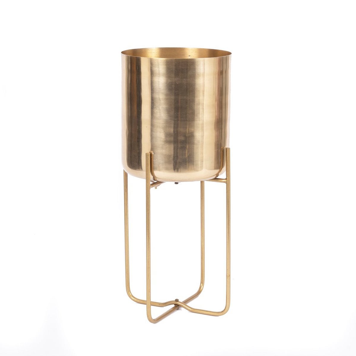 Pflanzgefäß auf Stand aus Aluminium, messingfarben, 22 ×, 22 × 51 cm | VIA X SELECTION