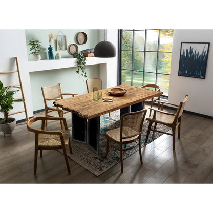 Esstisch Holzplatte Bruchkante Metallgestell, 160 × 90 cm | VIA X SELECTION