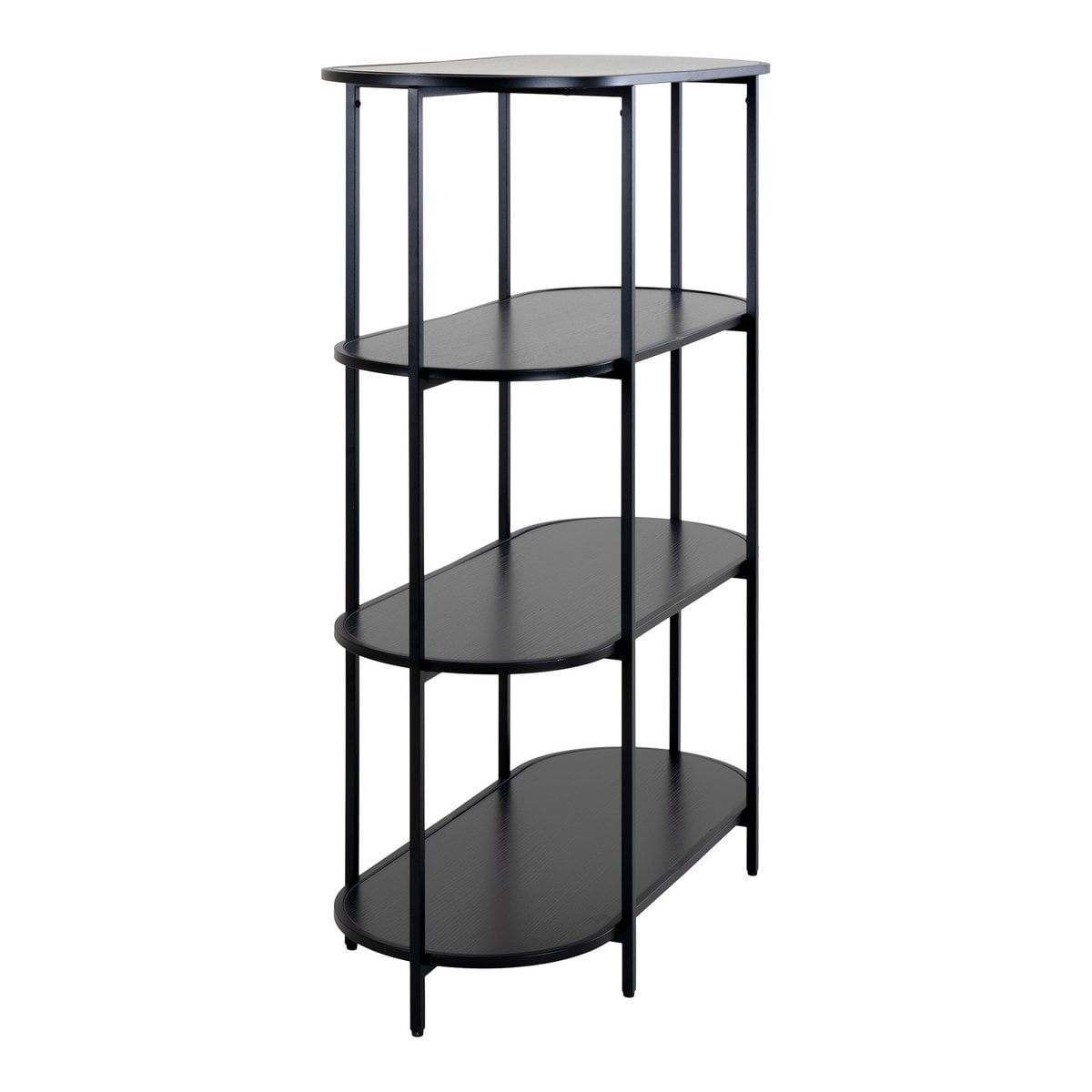 Regal mit 4 ovalen Ablagen schwarz, 85 × 36 × 111 cm | VIA X SELECTION