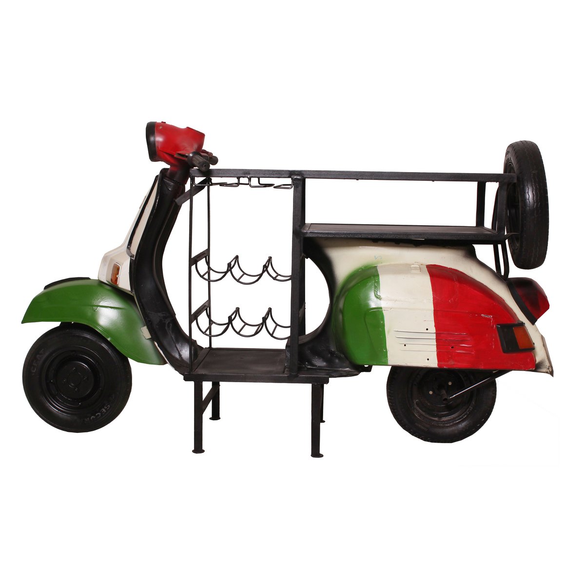 Bartisch aus recyceltem Scooter handbemalt, 170 × 66 × 105 cm | VIA X SELECTION