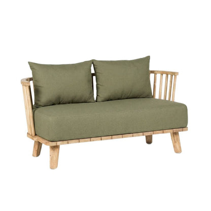 Outdoor-2-Sitzer aus Teakholz mit Quick-Dry-Polstern in Algengrün | VIA X SELECTION