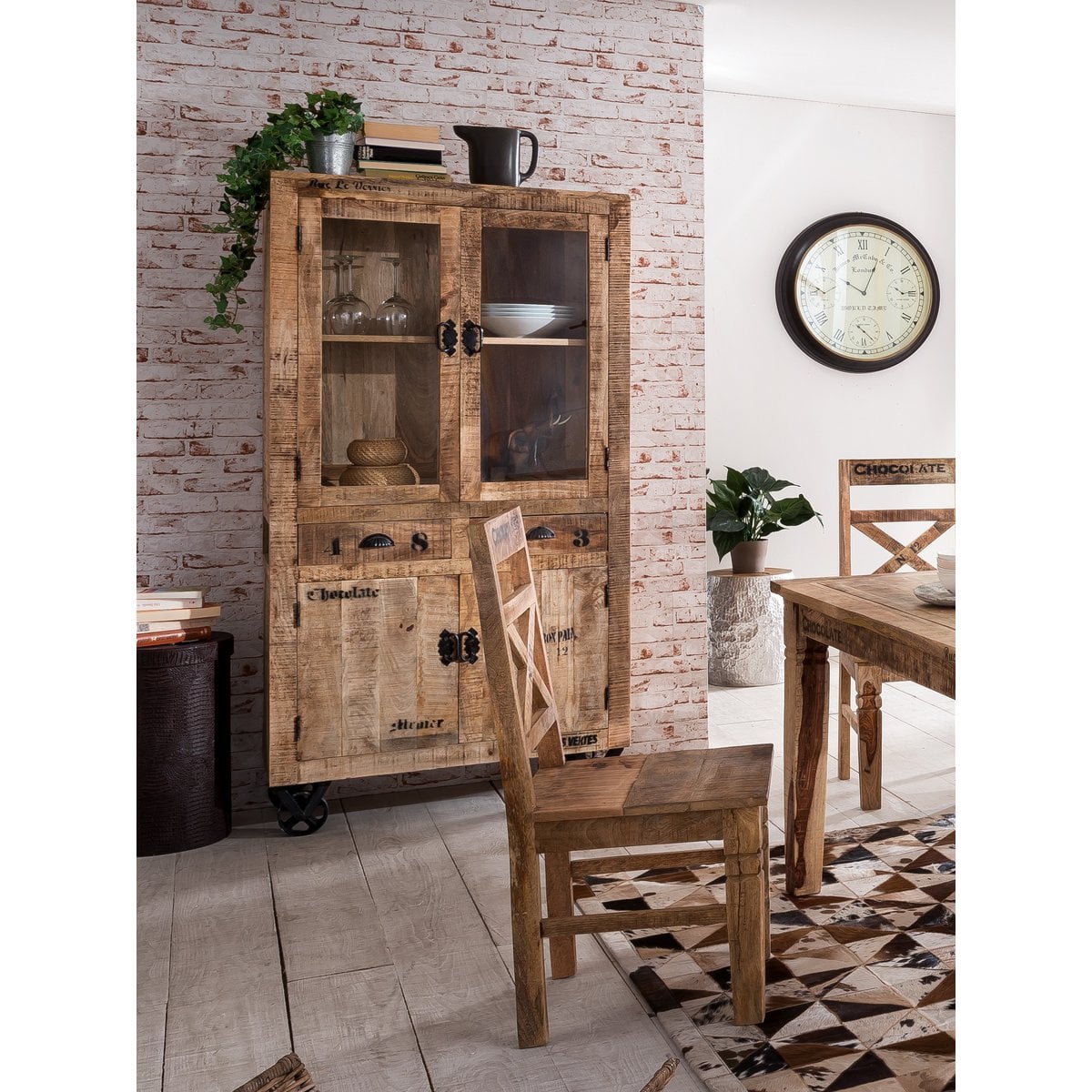 Esszimmerstuhl aus recyceltem Mangoholz mit rustikaler Patina im 2er-Set | VIA X SELECTION