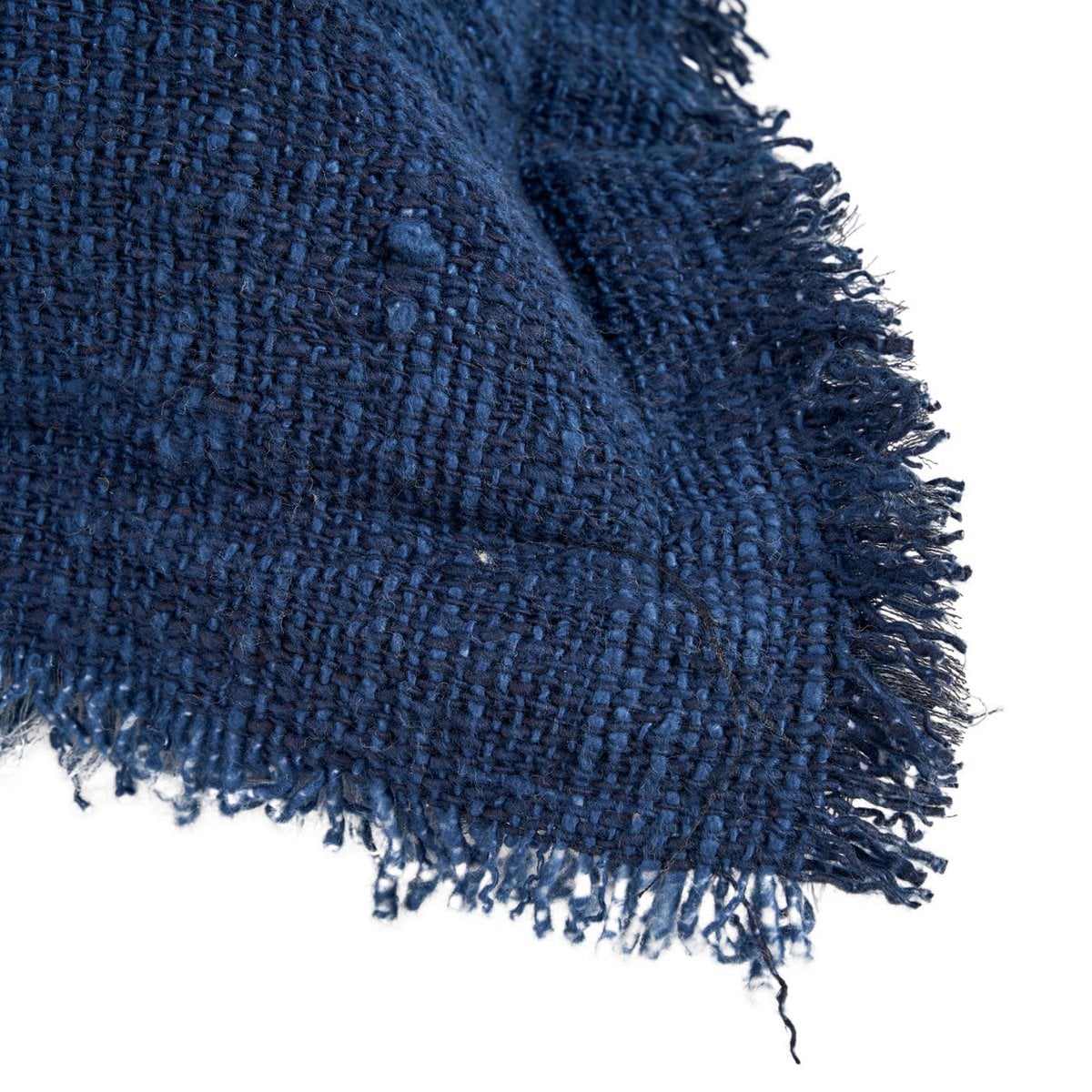 Kissenbezug aus Baumwolle in tiefem Blau mit Fransen, 50 × 50 cm | VIA X SELECTION