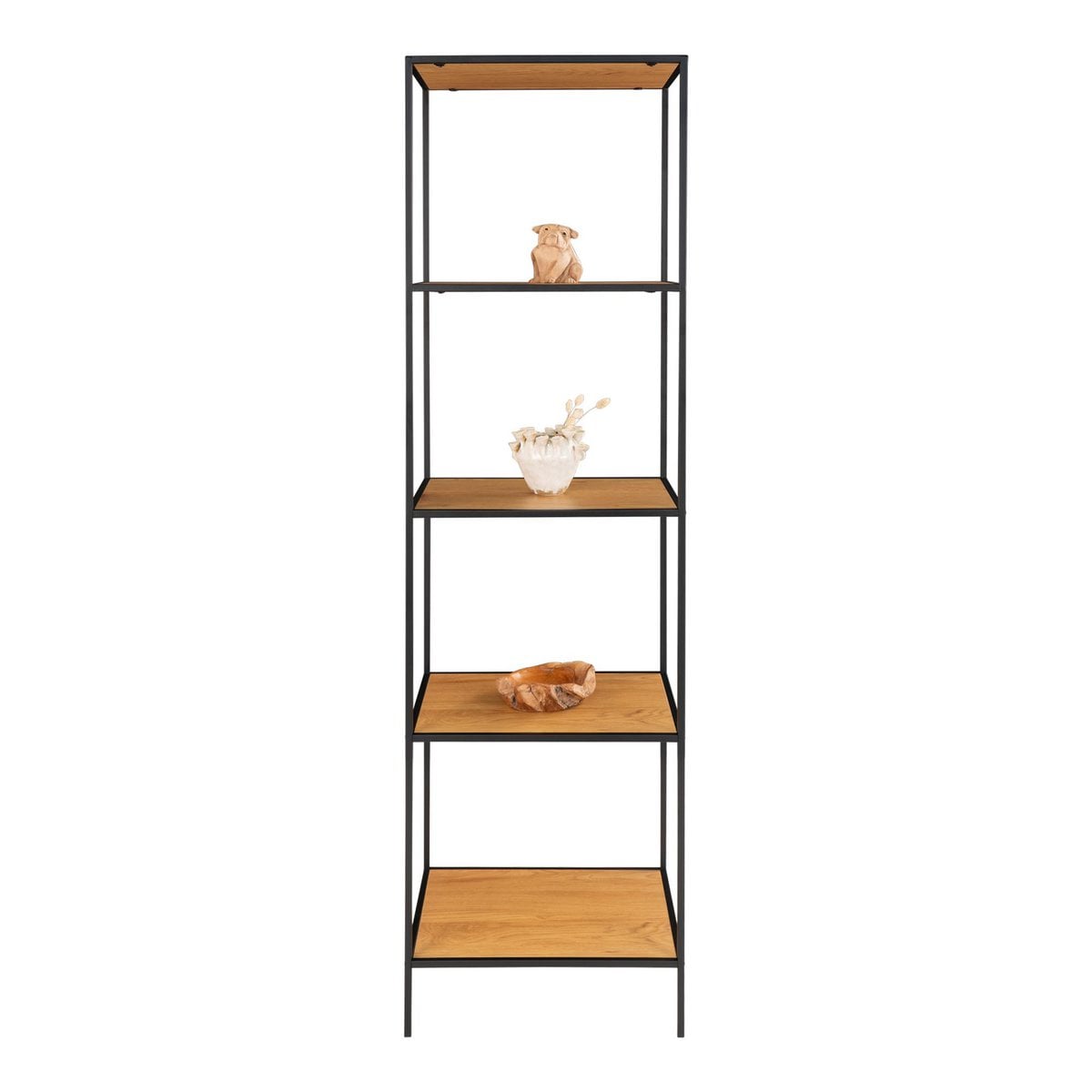 Regal mit 5 Ablagen eichenfarben-schwarz, 51 × 36 × 170 cm | VIA X SELECTION