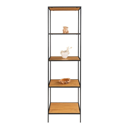 Regal mit 5 Ablagen eichenfarben-schwarz, 51 × 36 × 170 cm | VIA X SELECTION