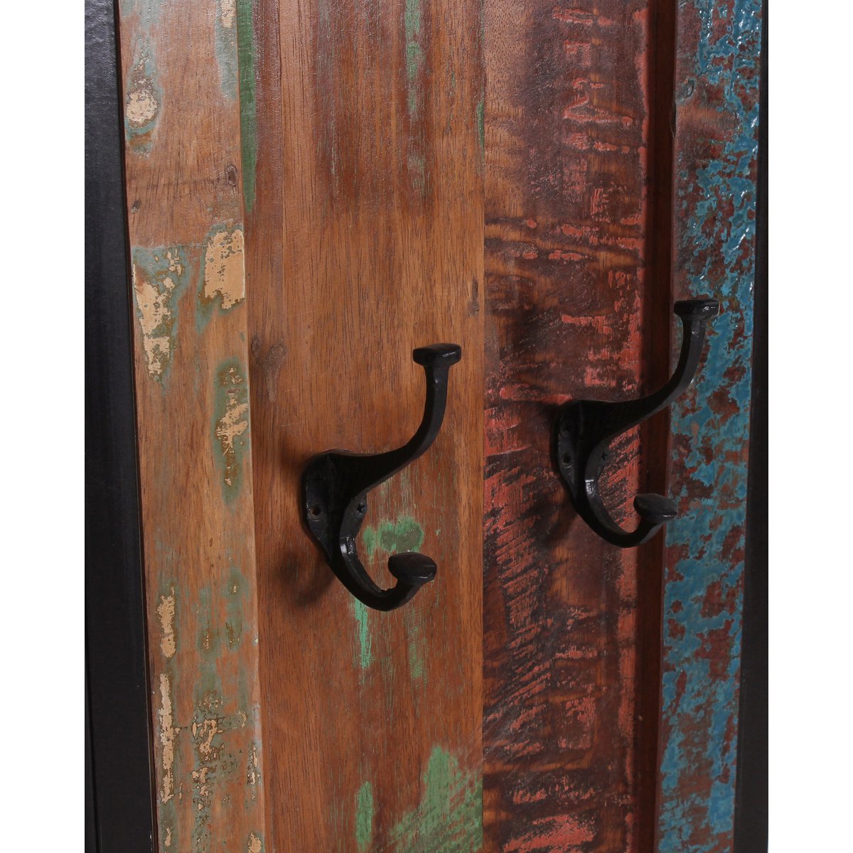 Wandgarderobe aus recyceltem Bootsholz mit 8 Haken, 35 × 8 × 110 cm | VIA X SELECTION