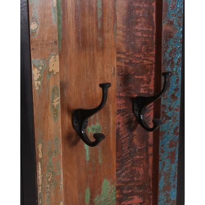 Wandgarderobe aus recyceltem Bootsholz mit 8 Haken, 35 × 8 × 110 cm | VIA X SELECTION