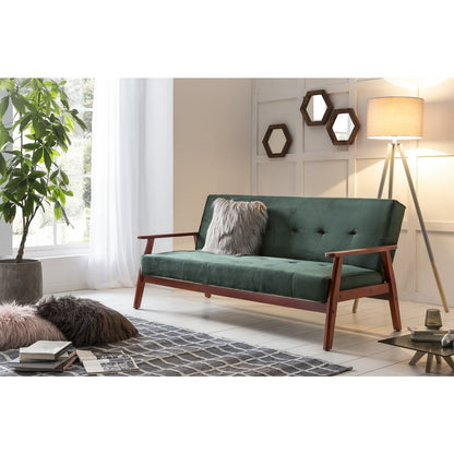 Schlafsofa in tannengrüner Samtoptik mit Holzgestell | VIA X SELECTION