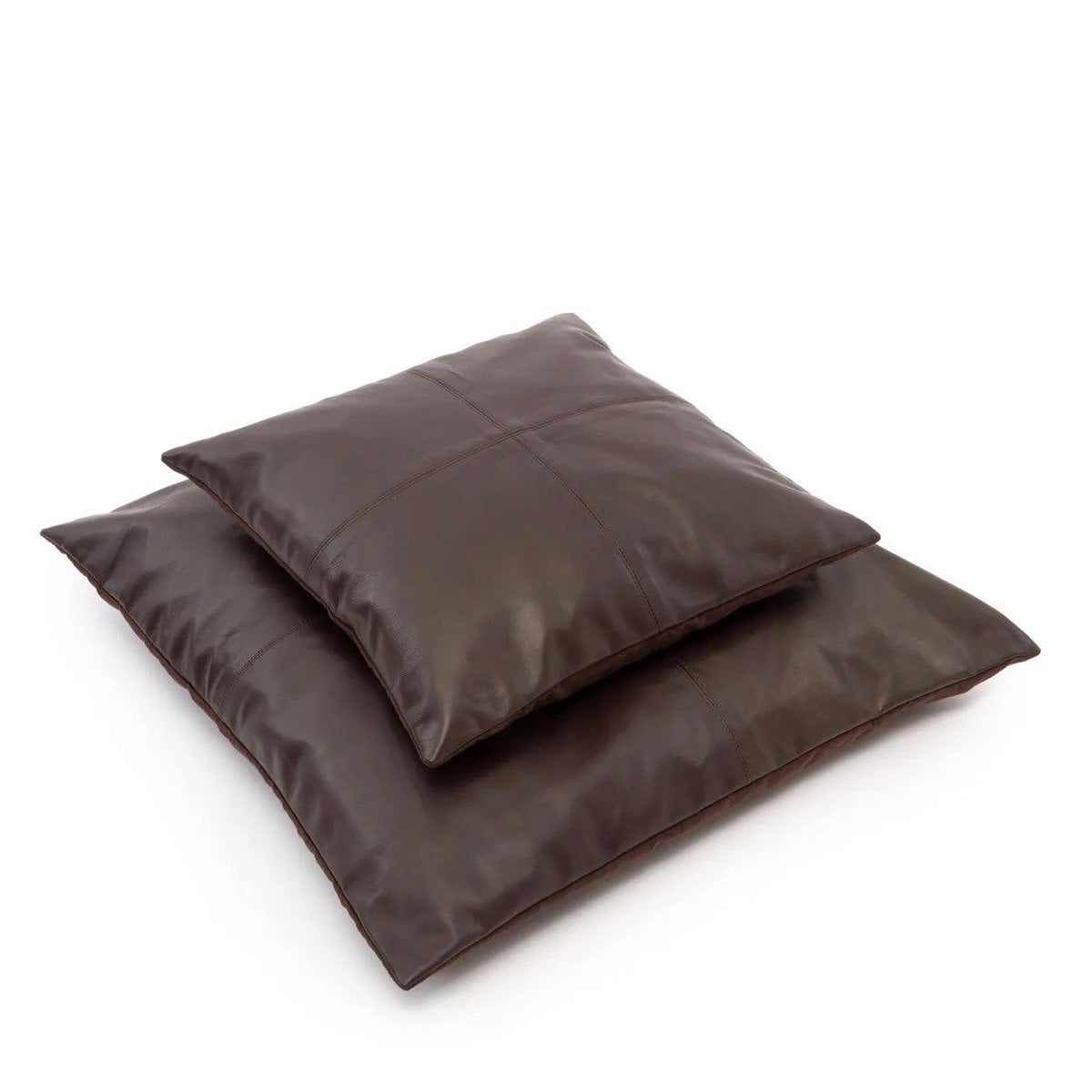 Kissenbezug aus Leder in Schokobraun, 60 × 60 cm | VIA X SELECTION