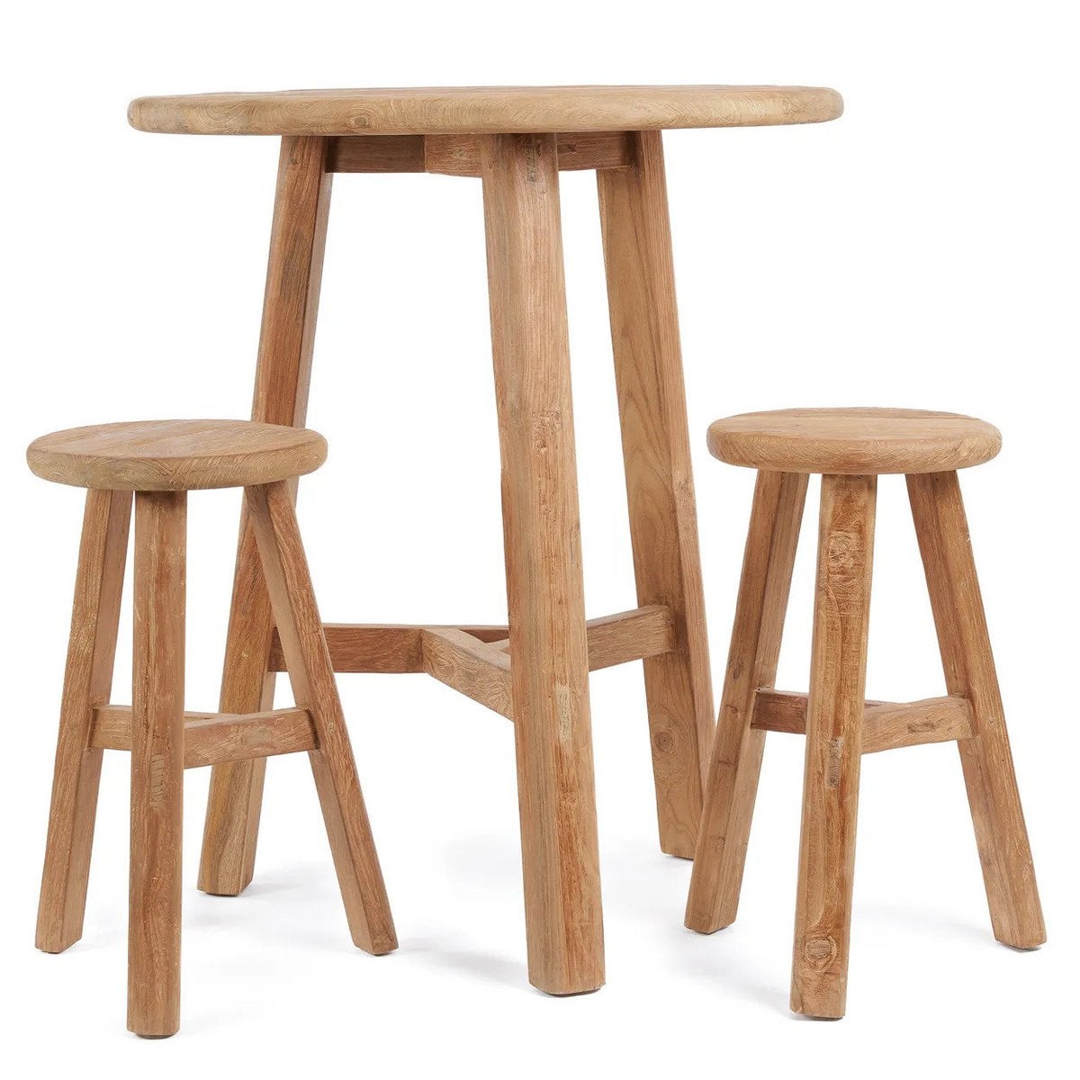 Runder Bartisch recyceltes Teakholz Outdoor, 90 × 90 × 105 cm | VIA X SELECTION
