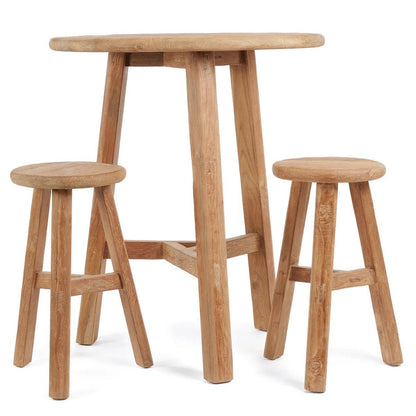 Runder Bartisch recyceltes Teakholz Outdoor, 90 × 90 × 105 cm | VIA X SELECTION